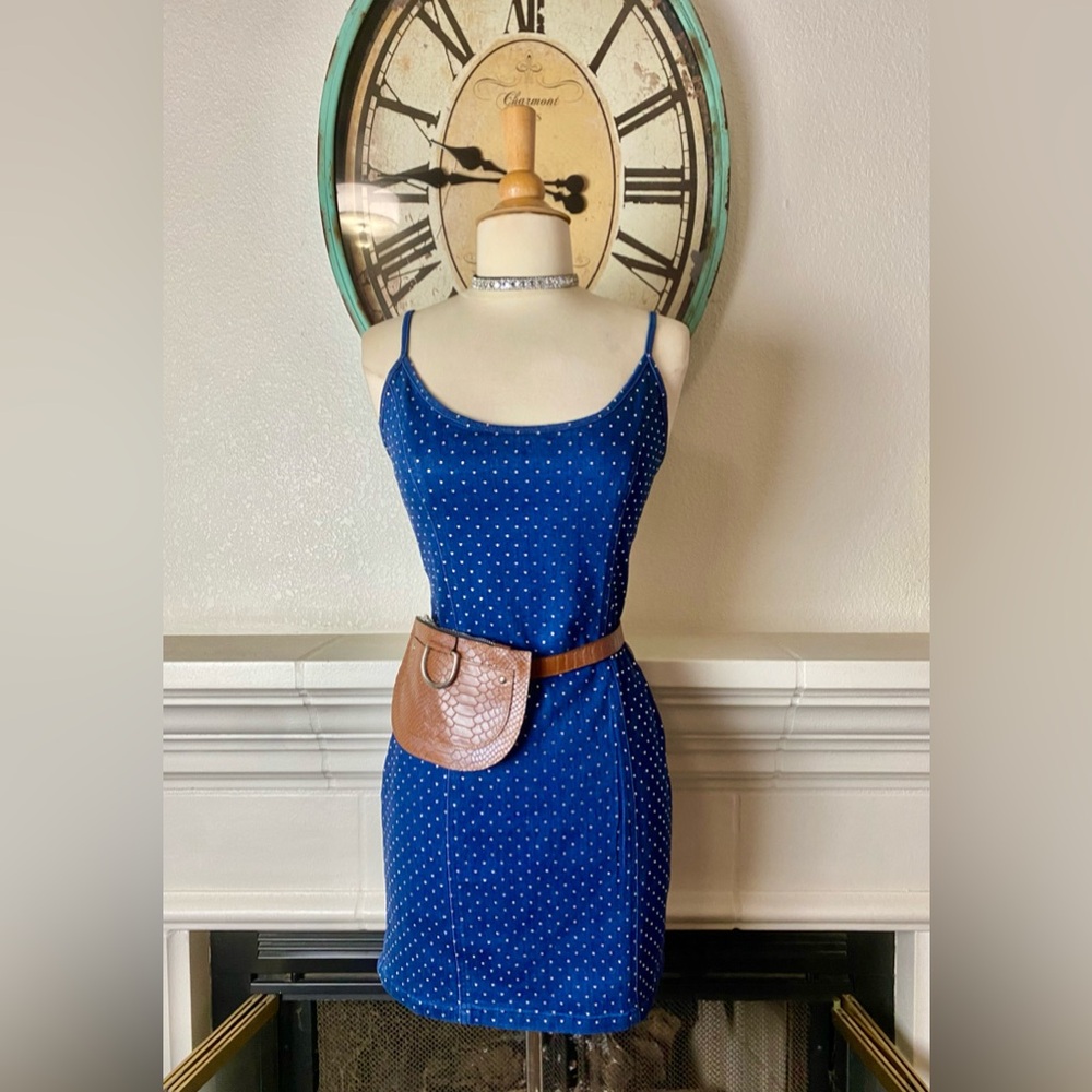 Blāshe Blue Denim Rhinestone Dress